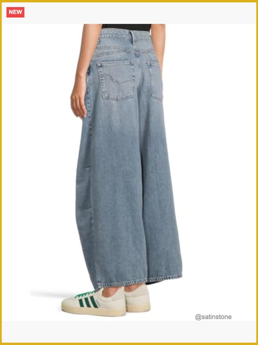 Wide Leg Mid Rise Jeans with Belt Loop Waist - Picture 3 of 4
